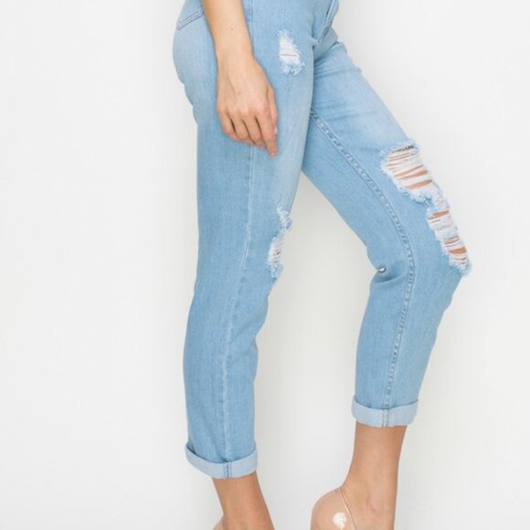 High Waisted Distressed Lover Brand Jeans - Picture 7 of 11